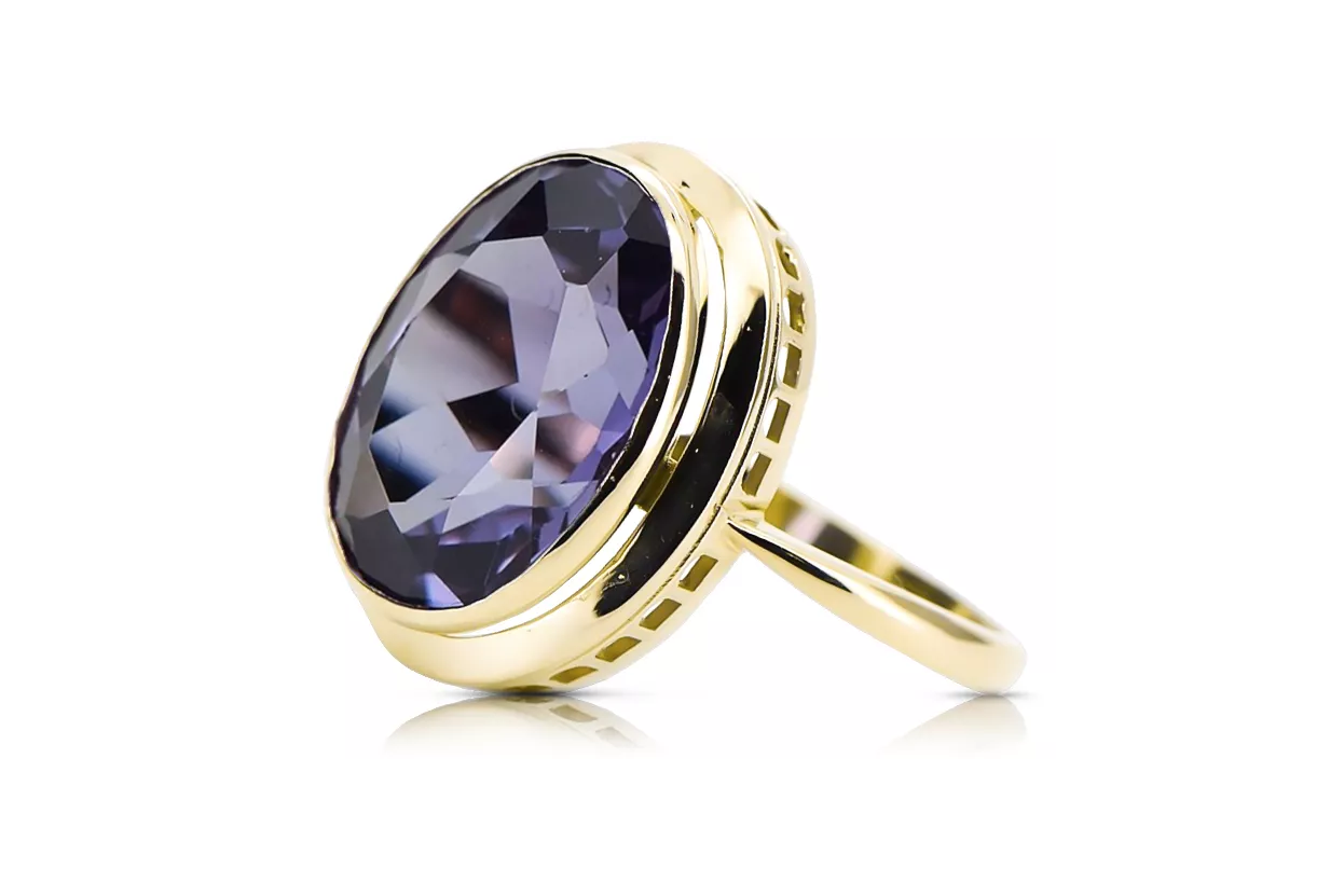 14K Жовте золото Олександрит Каблучка Вінтаж прикраси vrc285y